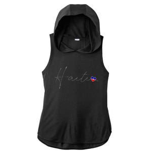 Haiti Simple Love Haitian Flag Heart On Haiti Ladies PosiCharge Tri-Blend Wicking Draft Hoodie Tank