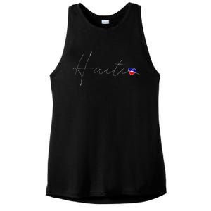 Haiti Simple Love Haitian Flag Heart On Haiti Ladies PosiCharge Tri-Blend Wicking Tank