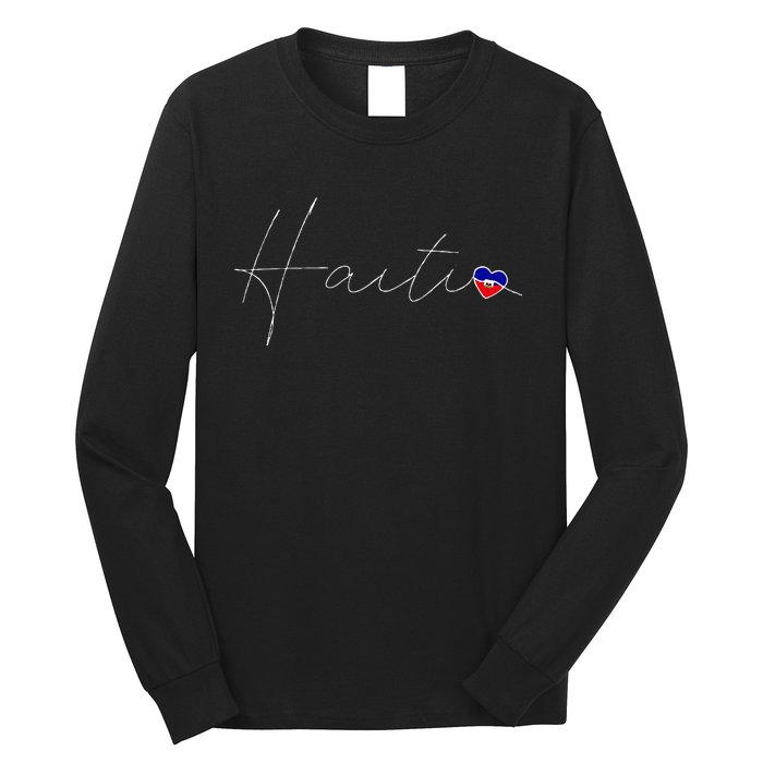 Haiti Simple Love Haitian Flag Heart On Haiti Long Sleeve Shirt