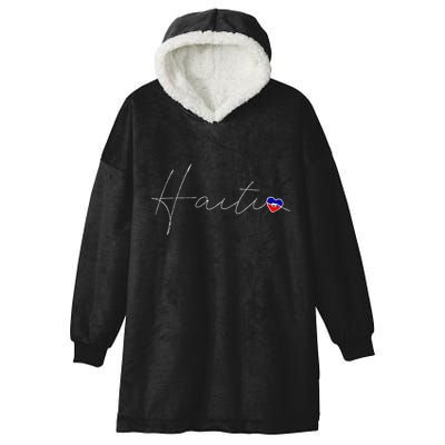 Haiti Simple Love Haitian Flag Heart On Haiti Hooded Wearable Blanket