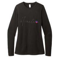 Haiti Simple Love Haitian Flag Heart On Haiti Womens CVC Long Sleeve Shirt