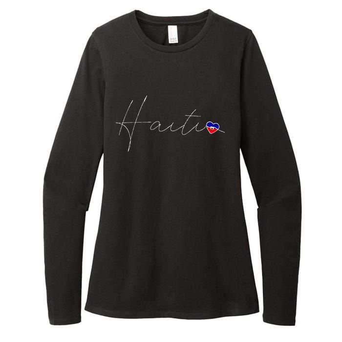 Haiti Simple Love Haitian Flag Heart On Haiti Womens CVC Long Sleeve Shirt