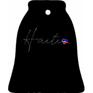 Haiti Simple Love Haitian Flag Heart On Haiti Ceramic Bell Ornament