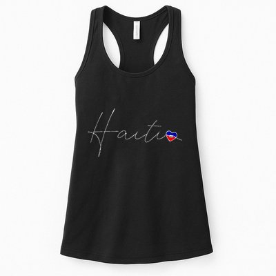 Haiti Simple Love Haitian Flag Heart On Haiti Womens Tank Top