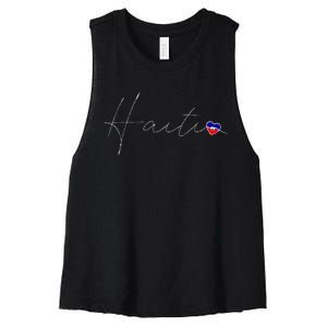 Haiti Simple Love Haitian Flag Heart On Haiti Women's Racerback Cropped Tank