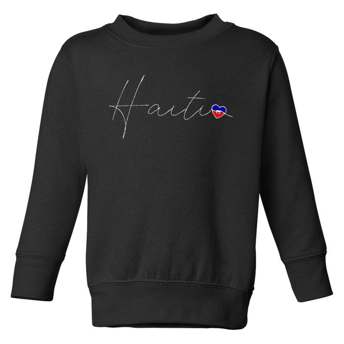 Haiti Simple Love Haitian Flag Heart On Haiti Toddler Sweatshirt