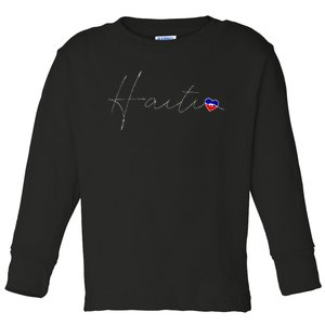 Haiti Simple Love Haitian Flag Heart On Haiti Toddler Long Sleeve Shirt