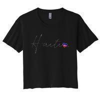 Haiti Simple Love Haitian Flag Heart On Haiti Women's Crop Top Tee