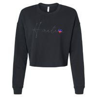 Haiti Simple Love Haitian Flag Heart On Haiti Cropped Pullover Crew