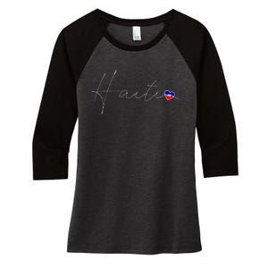 Haiti Simple Love Haitian Flag Heart On Haiti Women's Tri-Blend 3/4-Sleeve Raglan Shirt