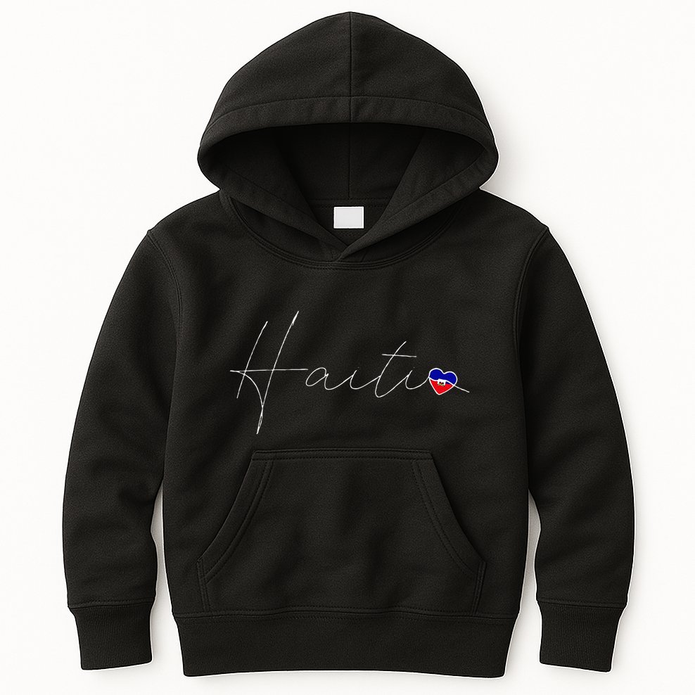 Haiti Simple Love Haitian Flag Heart On Haiti Kids Hoodie