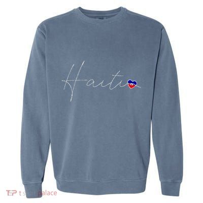 Haiti Simple Love Haitian Flag Heart On Haiti Garment-Dyed Sweatshirt