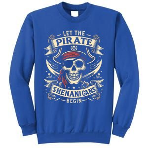 Halloween Skull Let The Pirate Shenanigans Begin Tall Sweatshirt