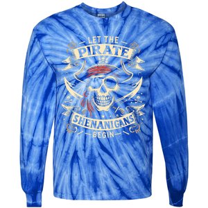 Halloween Skull Let The Pirate Shenanigans Begin Tie-Dye Long Sleeve Shirt