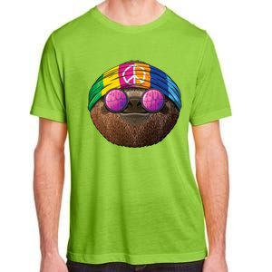 Hippie Sloth Love Peace Sign 70s Hippie Tropical Animal Meaningful Gift Adult ChromaSoft Performance T-Shirt