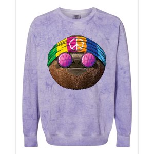 Hippie Sloth Love Peace Sign 70s Hippie Tropical Animal Meaningful Gift Colorblast Crewneck Sweatshirt