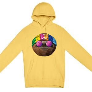 Hippie Sloth Love Peace Sign 70s Hippie Tropical Animal Meaningful Gift Premium Pullover Hoodie