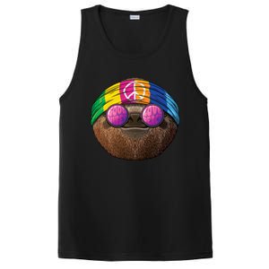 Hippie Sloth Love Peace Sign 70s Hippie Tropical Animal Meaningful Gift PosiCharge Competitor Tank