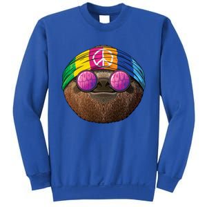 Hippie Sloth Love Peace Sign 70s Hippie Tropical Animal Meaningful Gift Sweatshirt