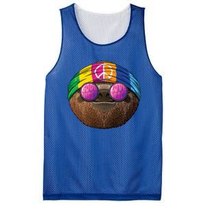 Hippie Sloth Love Peace Sign 70s Hippie Tropical Animal Meaningful Gift Mesh Reversible Basketball Jersey Tank