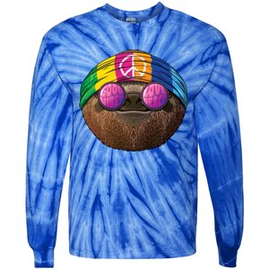 Hippie Sloth Love Peace Sign 70s Hippie Tropical Animal Meaningful Gift Tie-Dye Long Sleeve Shirt