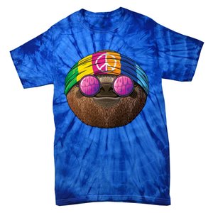 Hippie Sloth Love Peace Sign 70s Hippie Tropical Animal Meaningful Gift Tie-Dye T-Shirt