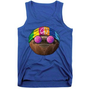 Hippie Sloth Love Peace Sign 70s Hippie Tropical Animal Meaningful Gift Tank Top