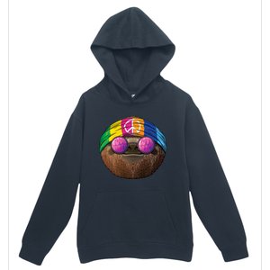 Hippie Sloth Love Peace Sign 70s Hippie Tropical Animal Meaningful Gift Urban Pullover Hoodie