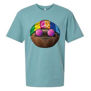 Hippie Sloth Love Peace Sign 70s Hippie Tropical Animal Meaningful Gift Sueded Cloud Jersey T-Shirt