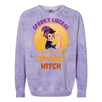 Halloween Spooky Liberal Feminist Witch Pro Choice Feminist Gift Colorblast Crewneck Sweatshirt