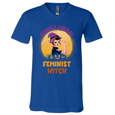 Halloween Spooky Liberal Feminist Witch Pro Choice Feminist Gift V-Neck T-Shirt