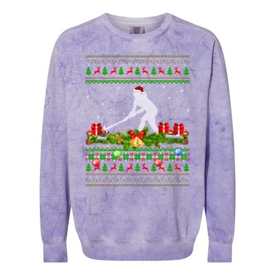 Hockey Sports Lover Xmas Santa Ugly Field Hockey Christmas Gift Colorblast Crewneck Sweatshirt