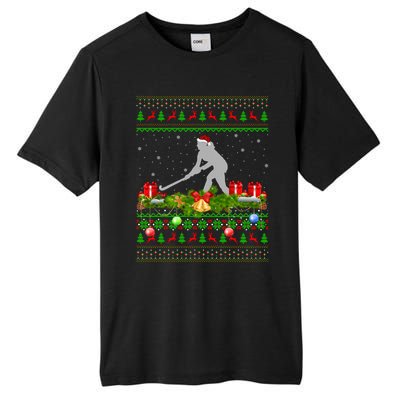 Hockey Sports Lover Xmas Santa Ugly Field Hockey Christmas Gift Tall Fusion ChromaSoft Performance T-Shirt