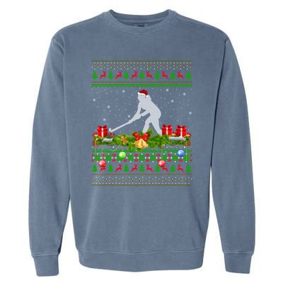 Hockey Sports Lover Xmas Santa Ugly Field Hockey Christmas Gift Garment-Dyed Sweatshirt