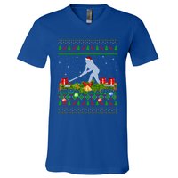 Hockey Sports Lover Xmas Santa Ugly Field Hockey Christmas Gift V-Neck T-Shirt