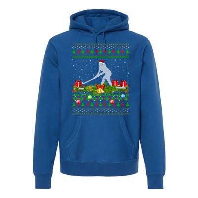 Hockey Sports Lover Xmas Santa Ugly Field Hockey Christmas Gift Premium Hoodie