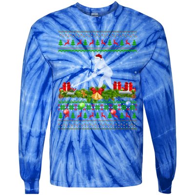 Hockey Sports Lover Xmas Santa Ugly Field Hockey Christmas Gift Tie-Dye Long Sleeve Shirt