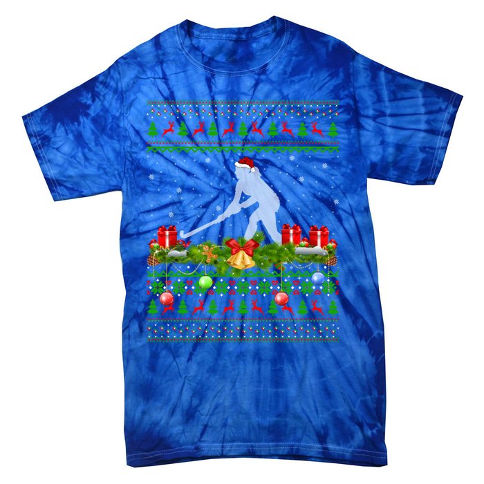 Hockey Sports Lover Xmas Santa Ugly Field Hockey Christmas Gift Tie-Dye T-Shirt