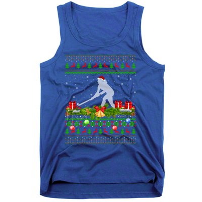 Hockey Sports Lover Xmas Santa Ugly Field Hockey Christmas Gift Tank Top