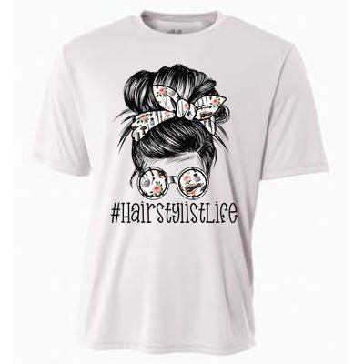 Hair Stylist Life Mom Messy Bun Mother's Day Cooling Performance Crew T-Shirt