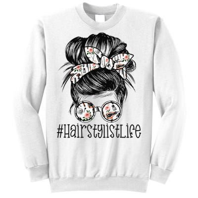 Hair Stylist Life Mom Messy Bun Mother's Day Sweatshirt