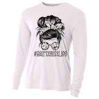 Hair Stylist Life Mom Messy Bun Mother's Day Cooling Performance Long Sleeve Crew