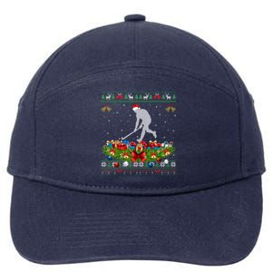 Hockey Sports Lover Xmas Santa Ugly Field Hockey Christmas Gift 7-Panel Snapback Hat