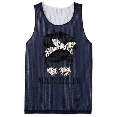 Hair Stylist Life Mom Messy Bun Mother's Day Mesh Reversible Basketball Jersey Tank