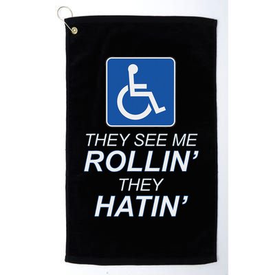 Hey See Me Rollin Hey Hain Funny Wheelchair Graphic Golf Towel