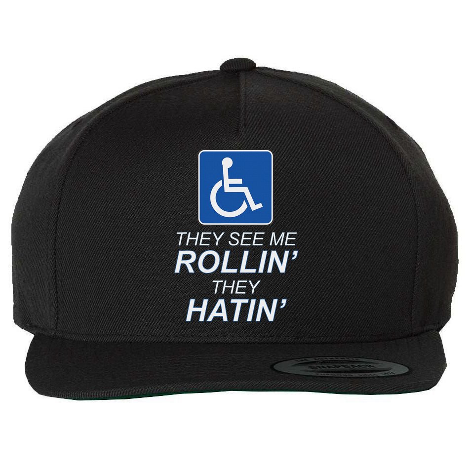 Hey See Me Rollin Hey Hain Funny Wheelchair Graphic Wool Snapback Cap