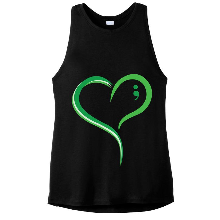Heart Semicolon Mental Health Awareness Ladies PosiCharge Tri-Blend Wicking Tank