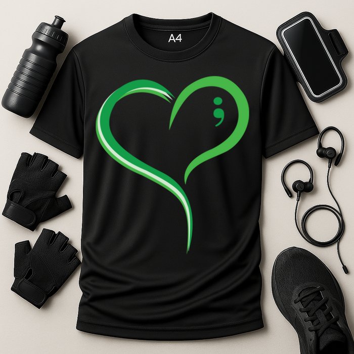 Heart Semicolon Mental Health Awareness Cooling Performance Crew T-Shirt
