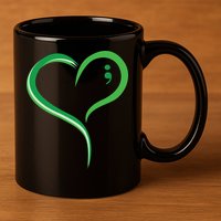 Heart Semicolon Mental Health Awareness 11oz C Handle Ceramic Mug