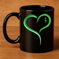 Heart Semicolon Mental Health Awareness 11oz C Handle Ceramic Mug